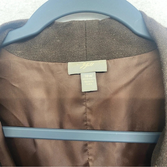 J Jill Brown Jacket Blazer Wool Blend Cuff Sleeve 18 - Picture 4 of 9